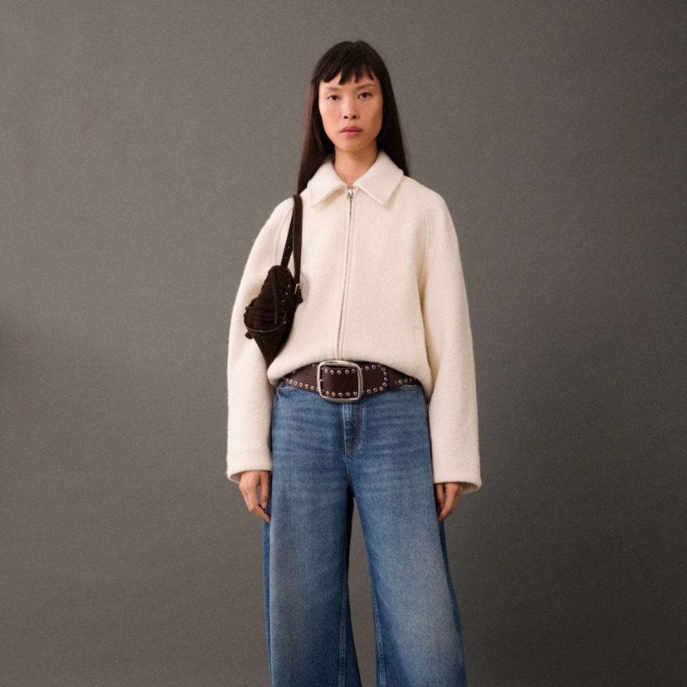 Mango Wool Jacket with pockets in Ivory size XL .